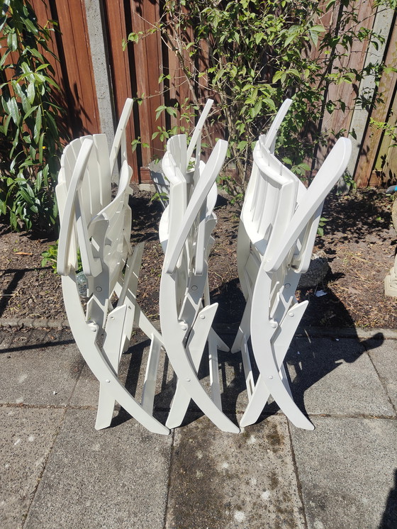 Image 1 of Set Of 3 White Vintage Grosfillex Boutique Garden Chairs