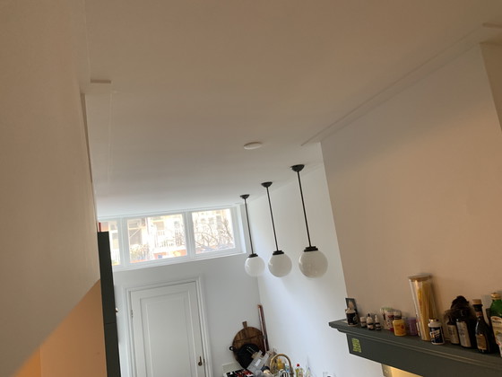 Image 1 of Lampada a sospensione originale vintage in rame rosso e vetro