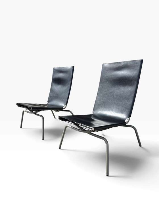 Set of 2 black lounge chairs by Fabiaan van Severen., Adjustable recliner chair, Leather (photo 3 of 12)