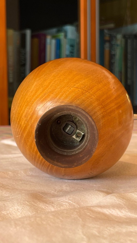 Scandinavian Mid-Century Wooden Sphere Table Lamp – Plastic (photo 7 of 10)