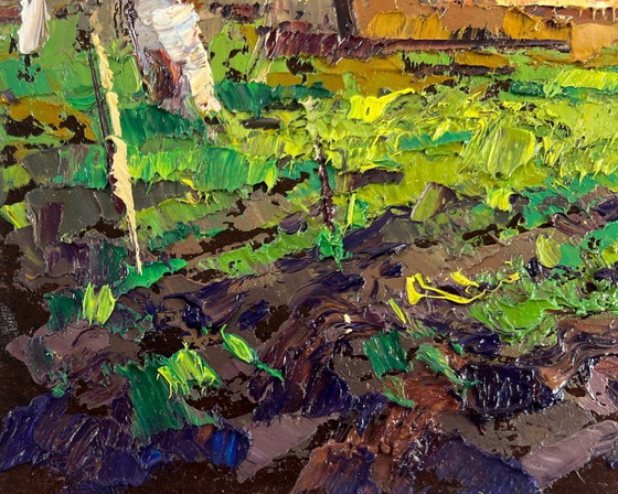 Image 1 of Original Oil Painting Summer Village Landscape Near the house that remembers everything