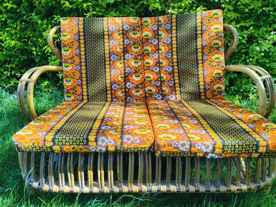 Image 1 of Vintage Rattan Lounge Sofa Rohé Noordwolde – 1960s
