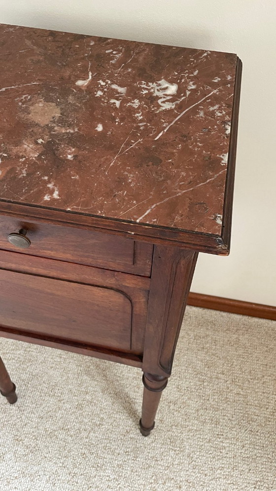 Image 1 of TABLE de Chevet Ancienne MARBRE et Bois