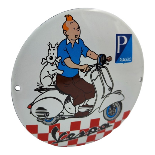 Plaque émaillée Vespa Piaggio Tintin