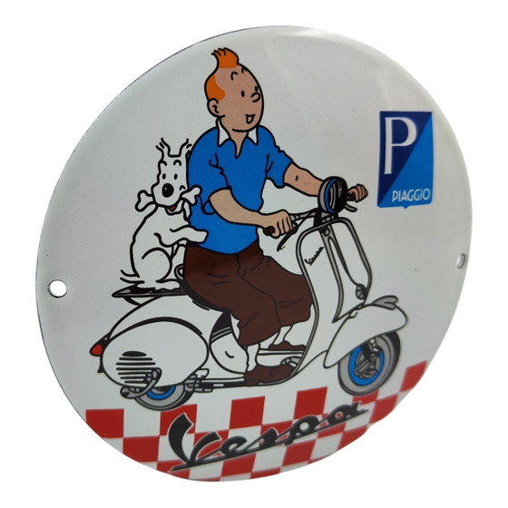 Image 1 of Plaque émaillée Vespa Piaggio Tintin