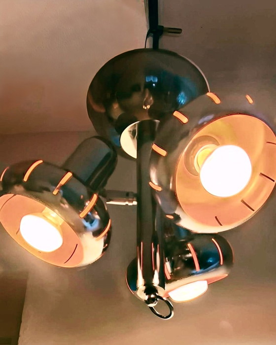 Space Age Pendant Lamp 70s – Massive, Chrome (photo 3 of 5)