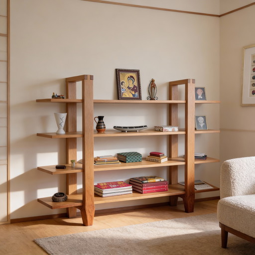 Oak Mid-Century Bookcase - Japandi