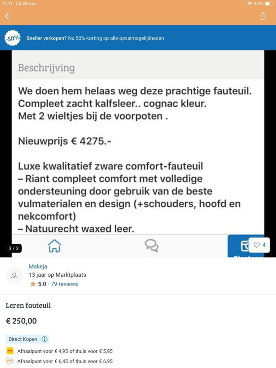 Image 1 of Leren fauteuil 