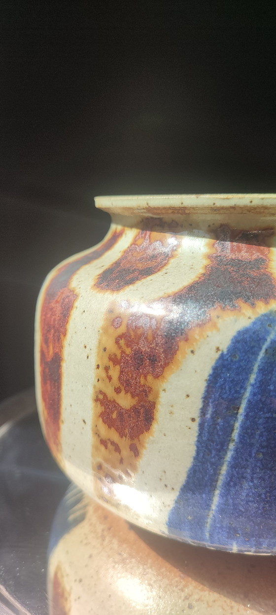 Image 1 of Pyrite stoneware ball vase, signed