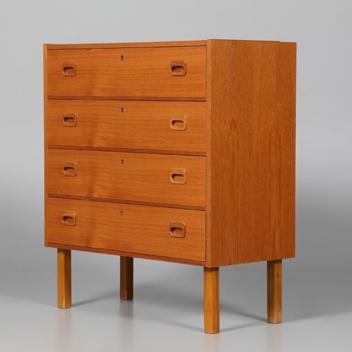 Commode vintage scandinave en teck à 4 tiroirs, Danemark années 70