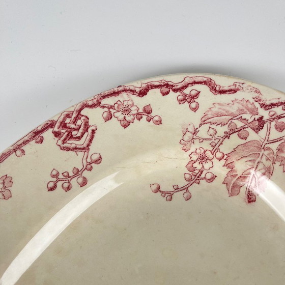 Image 1 of Grande piatto ovale KG Lunéville, in gres, "Fontainebleau", rosa, XIX secolo