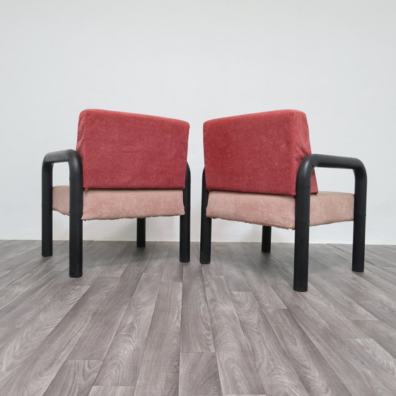 Image 1 of Paar postmoderne Memphis-stijl fauteuils uit de jaren 80, modern design