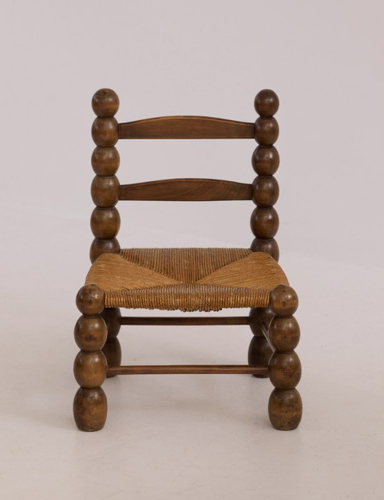 Image 1 of Low chair in solid wood (oak), vintage Dlg Dudouyt, circa 1960