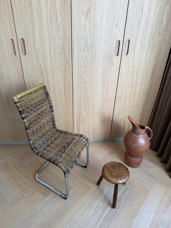 1x sedia a sbalzo vintage design cromato e intrecciato – Sedie da pranzo, Plastica, Cromo (photo 3 of 7)
