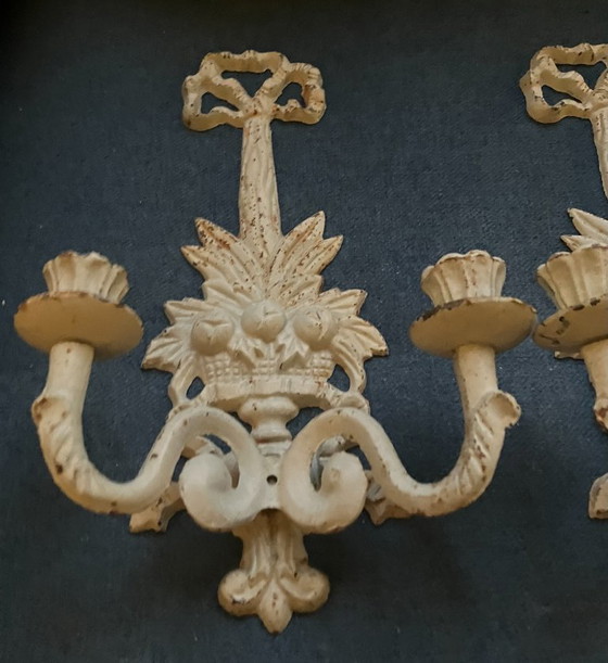 Image 1 of Coppia di vecchie applique da parete in ghisa