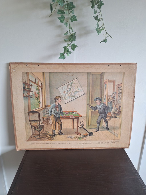 Antique school plate by H.J. van Lummel 1890-1900