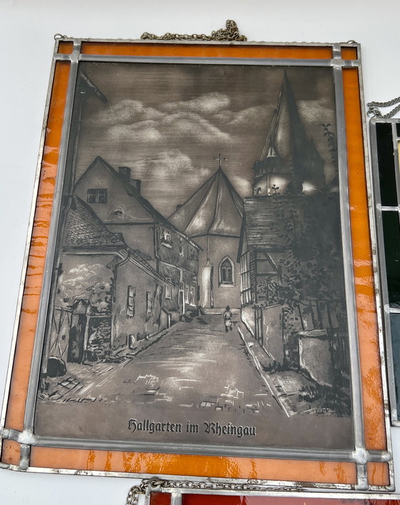 Image 1 of Konvolut dekorativer Glasbilder in Bleiverglasung – Deutschland, ca. 1955–1975