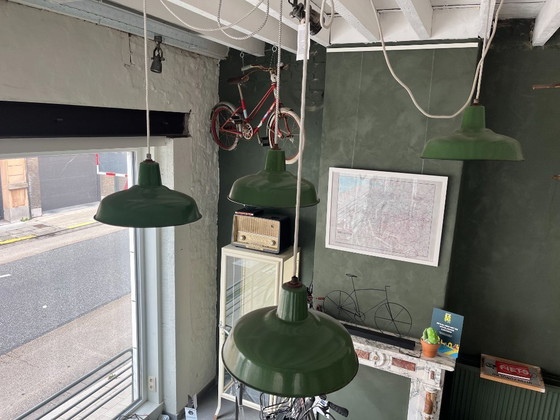 Image 1 of 4x French industrial factory ceiling lamps
