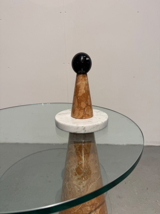 Tavolino laterale in stile Memphis – bijzettafels, Glass, Marble (photo 2 of 5)