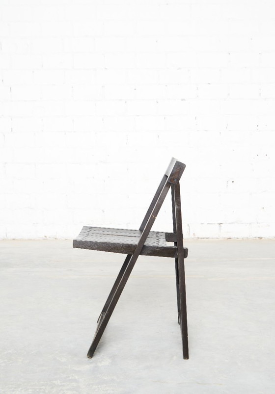Chaise pliante Aldo Jacober Trieste pour Alberto Bazzani - Lot de 4, Chaises pliantes, Bois, Noir, Vintage (photo 4 sur 12)