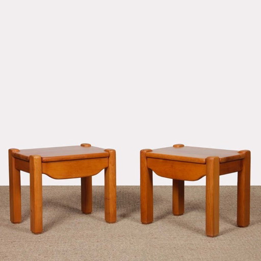 Pair of solid elm bedside tables dating from the 1980s