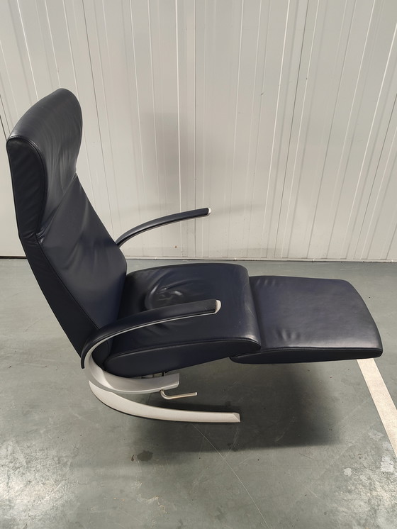 Image 1 of Rolf Benz relax blauw leren relax-fauteuil