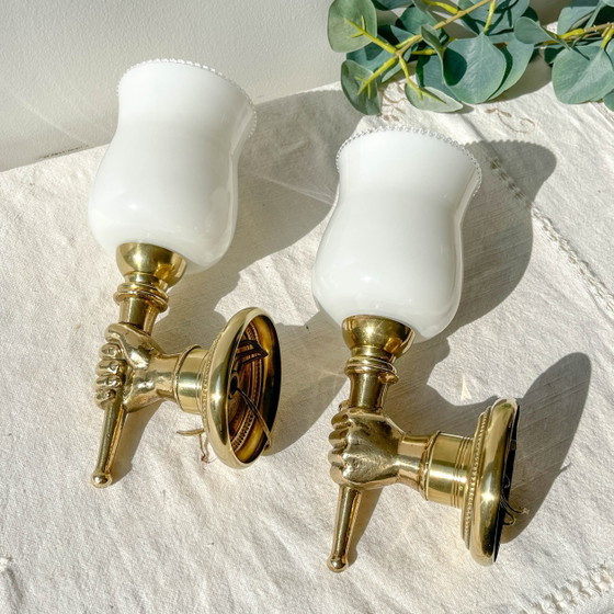 Coppia di applique vintage in ottone – Maison Jansen, anni '60 – Illuminazione (photo 2 of 10)