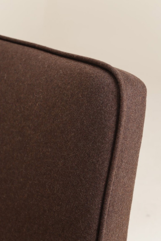 Image 1 of Lounge Chair Retro Style Cacao Wool Upholstery Natural beech wood