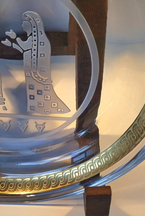 Image 1 of Paşabahçe Glass Plate, 24K Gold Ottoman Style Decoration