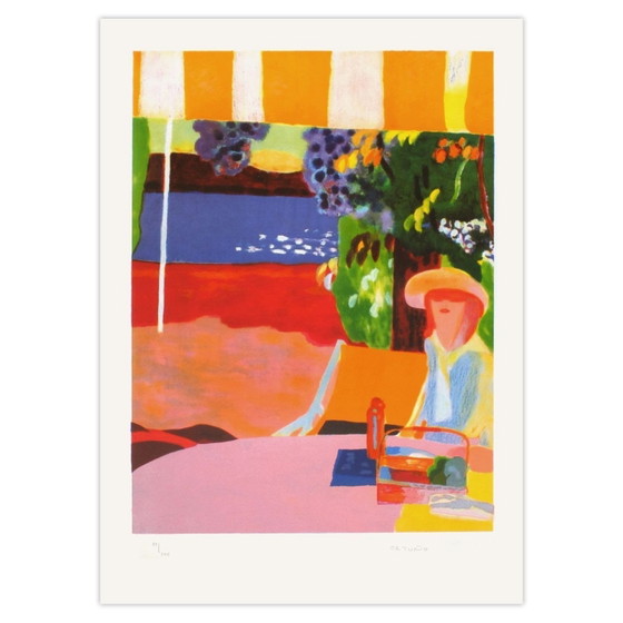 Image 1 of Roberto ORTUNO Femme dans le jardin Signierte Lithographie 1985