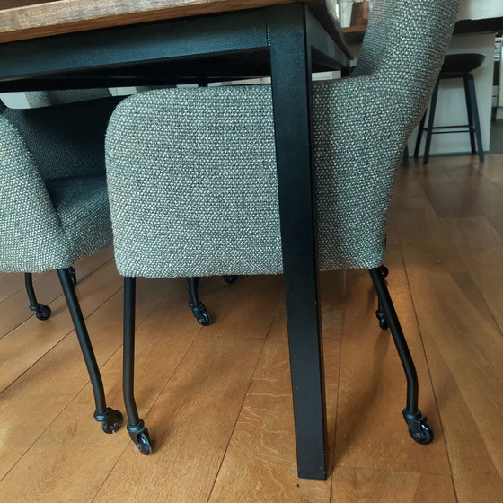 Image 1 of Old teak dining table with steel base