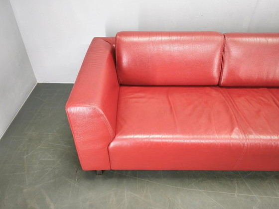 Wittmann Übergroßes rotes Leder Lounge Sofa, Österreich, 2000er, Sofagarnitur (Foto 17 von 19)