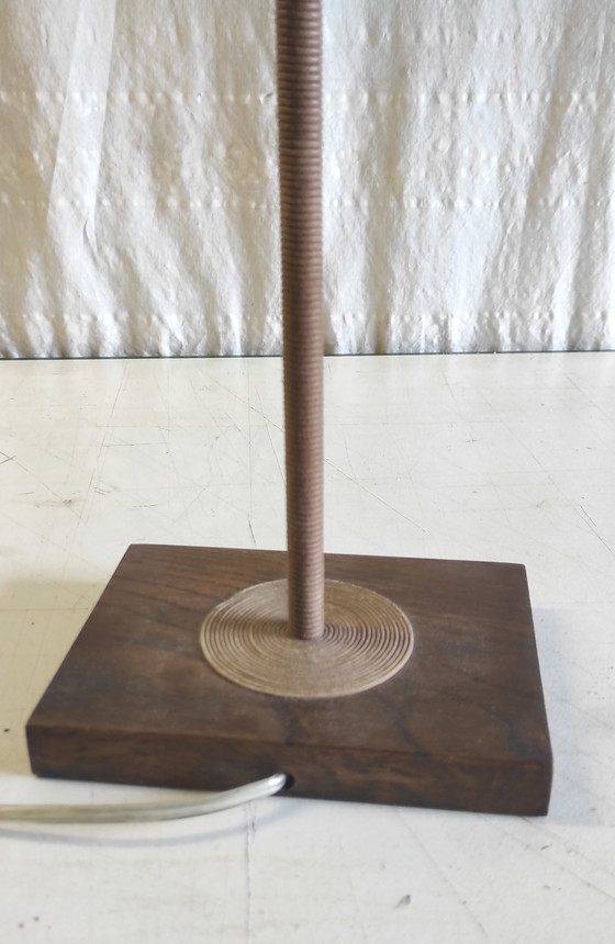 Image 1 of Scandinavian-style table lamp in wood and rope - mid-20th century