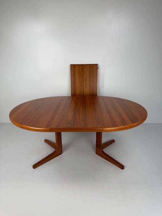 Uitschuifbare Teak Eettafel, Glostrup Møbelfabrik, Denemarken, ca. jaren 60, Hout, Metaal, Bruin (foto 9 van 15)