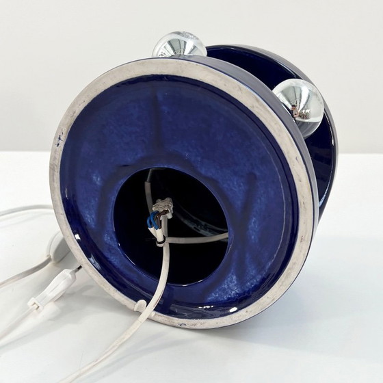 Image 1 of Purple / Night Blue Stacking Ceramic Table Lamp from Perdomello 70 Italy, 1970s