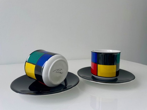 Image 1 of Postmodernes Tassen- und Untertassenset, 8-teilig