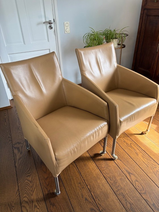 Image 1 of Bert Plantagie dining chairs camel leather 6x