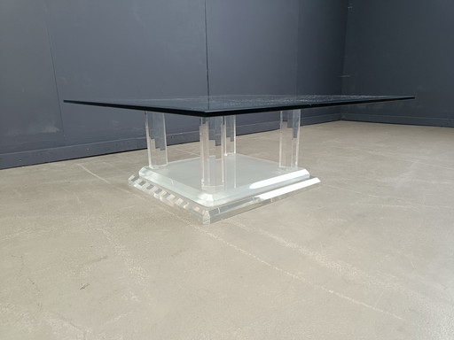 Table basse ou table d'appoint à colonnes en lucite, années 1970