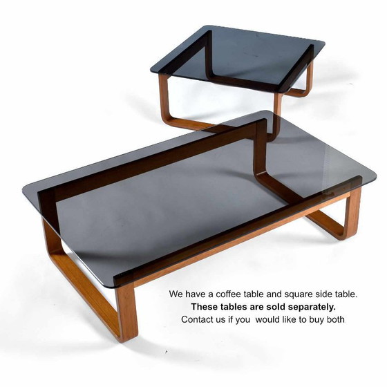 Image 1 of Vintage 1970s Minimalist Modern Frank Lowen for Tessa T4 Teak and Glass Square Side Table or Coffee Table