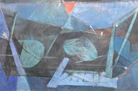André Brechet "Abstract Composition" Charcoal and Grease Pencil Signed, Framed – Paintings & Drawings (photo 2 of 8)