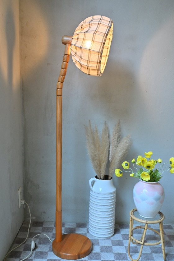 Image 1 of Adjustable Vintage Floor Lamp - Solid Pine, Steinhauer 1970s