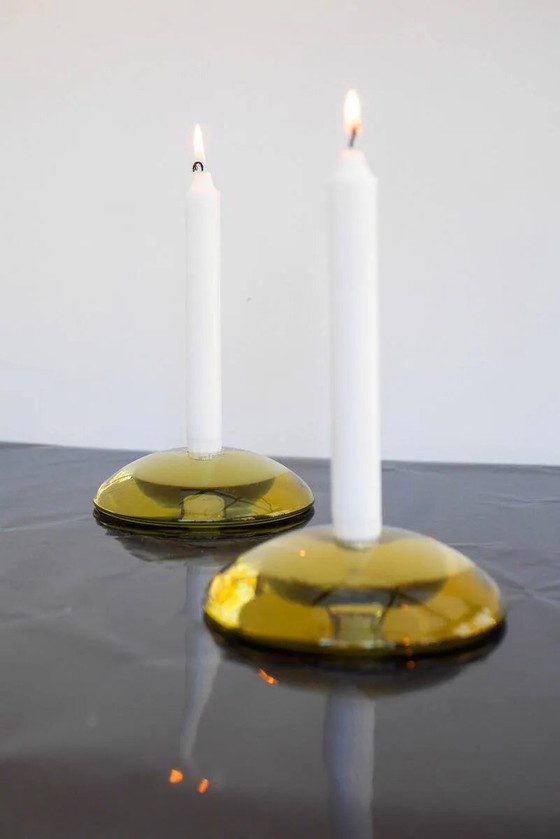 Image 1 of Bougeoirs en verre par Anne Nilsson pour Kosta, années 2000, set de 2