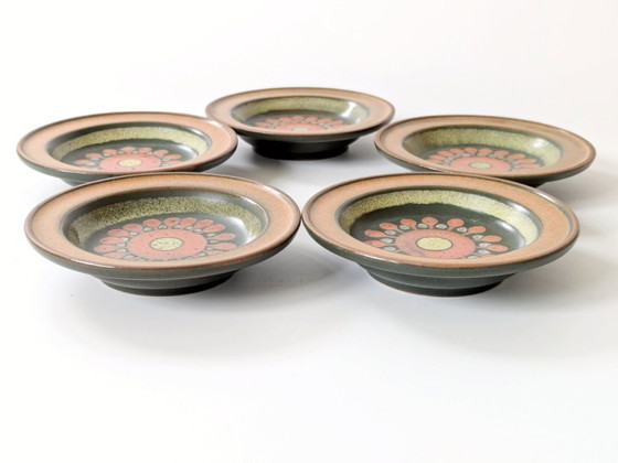 Image 1 of Set di 5 sottobicchieri in ceramica vintage | KMK Germania Ovest |1960s