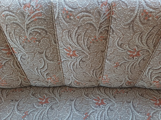 Image 1 of Vintage Scandinavische bank – gebogen houten armleuningen – jaren 50/60