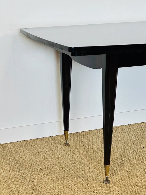 Image 1 of Table de salle à manger art déco en ébène de macassar, 1940