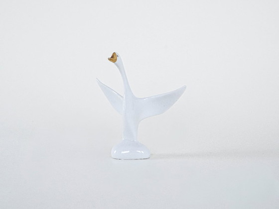 Image 1 of Figurine d'oie en porcelaine, design hongrois, années 1960, fabriquée par Holloháza