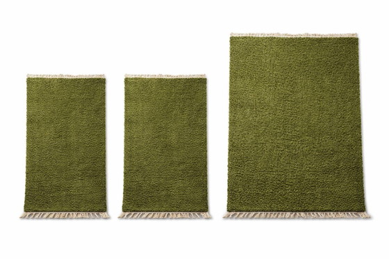 Lot de 3 Tapis verts faits main – 2x (2.5x1.5 m) + 1x (3x2 m) – Wool, Cotton (photo 3 of 11)