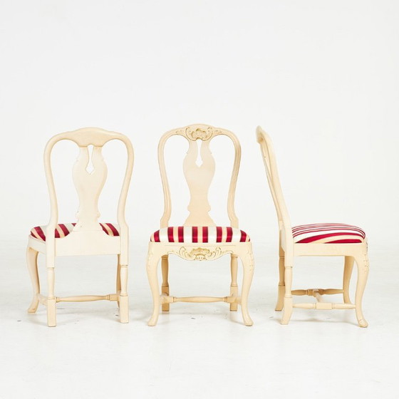 Image 1 of Essgruppe im Rokoko-Stil (5-teilig) — Geschliffene Verzierungen & vergoldete Details — 20. Jahrhundert — Tisch + 4 Stühle