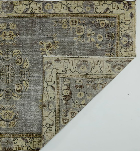 Tappeto turco vintage Oushak 250 × 150 cm – Grigio, in lana, tessuto a mano – Tappeti, Wool (photo 9 of 10)