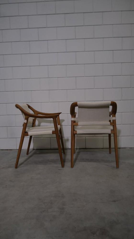 Image 1 of Set van 4 massief teak Lyra stoelen – minimalistisch design geïnspireerd op Noors vintage (showroommodel)
